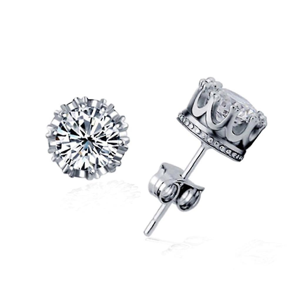 Round 925 Silver Plating Jewelry Stud Earrings Stud Earings Crystal Ea