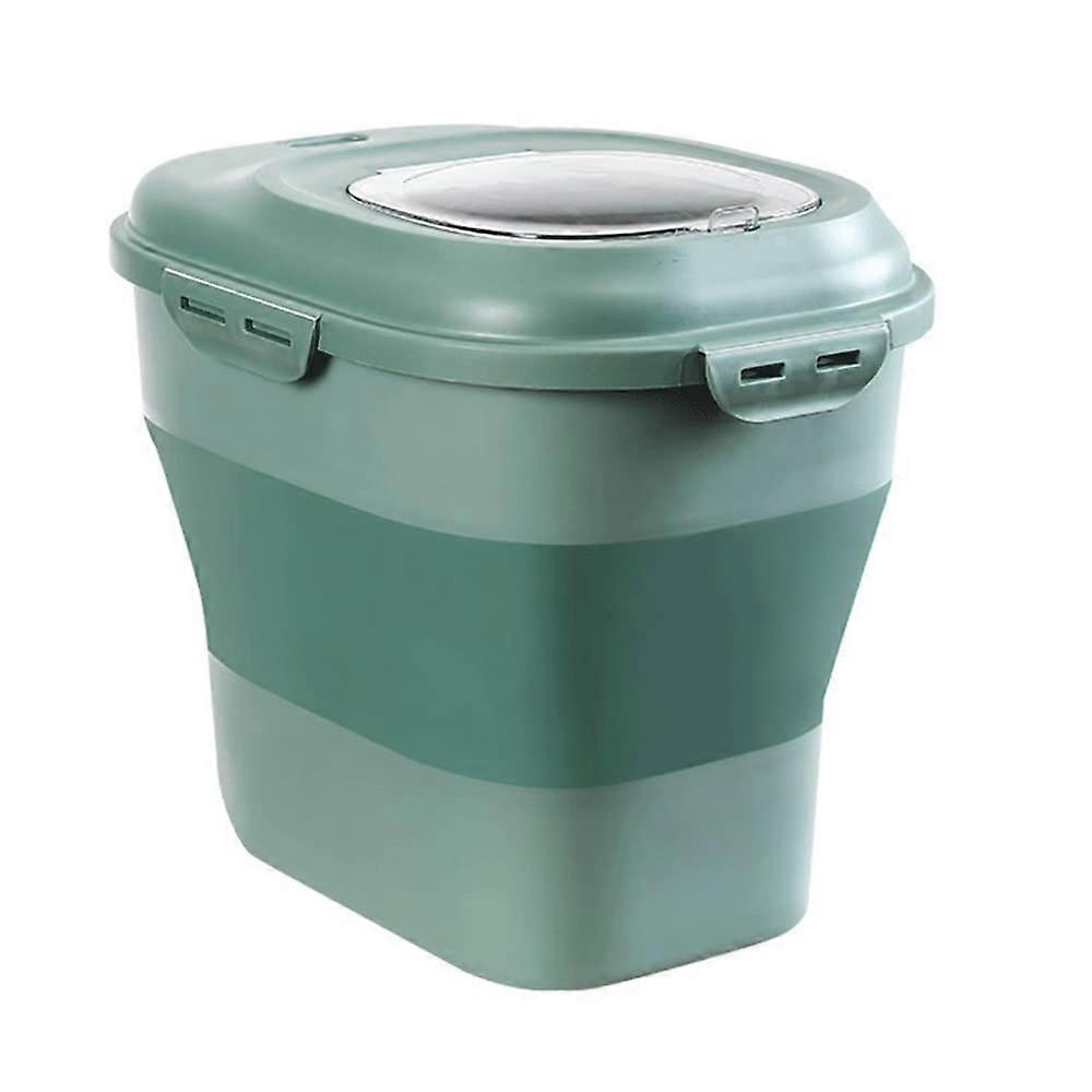Foldable LargeCapacity Rice Storage Container with Airtight Lid and Wheels, Green