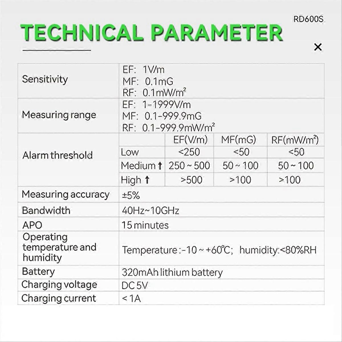 RD600S 3 in 1 Electromagnetic Radiation Tester Portable Handheld