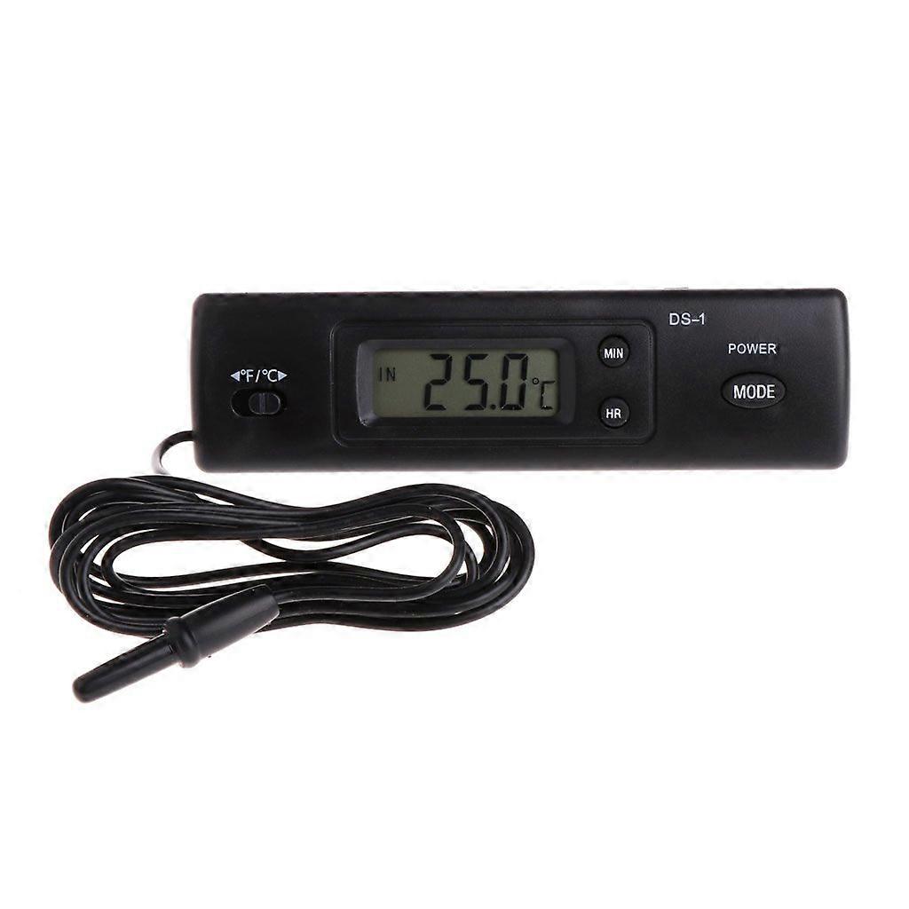 Digital Aquarium Thermometer with Dual Sensor LCD Display and Clock for Fish Tank and Indoor Use