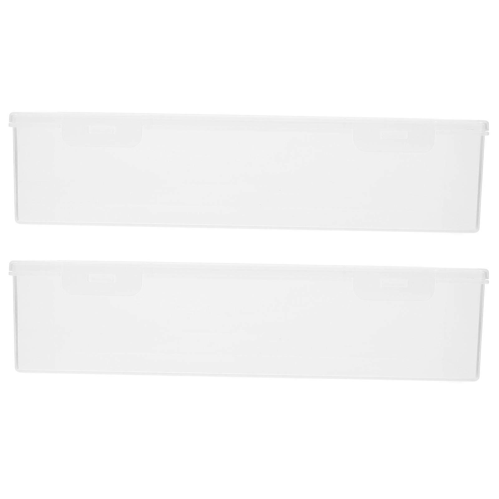 Airtight Refrigerator Food Crisper 2Pcs Rectangular Storage Holder White Plastic for Kitchen Use