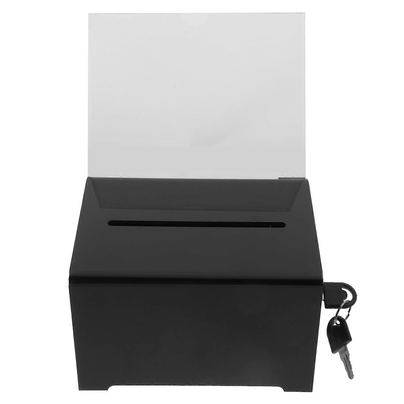 Suggestion Box Voting Box with Lock for Fundraising Donation Black