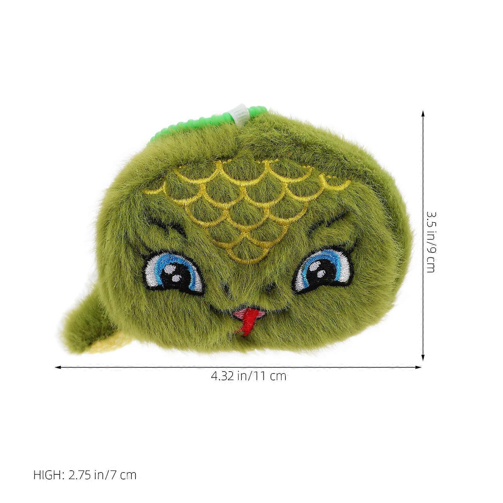 Zodiac Snake Stuffed Animal for Decor with Green Plush Keychain