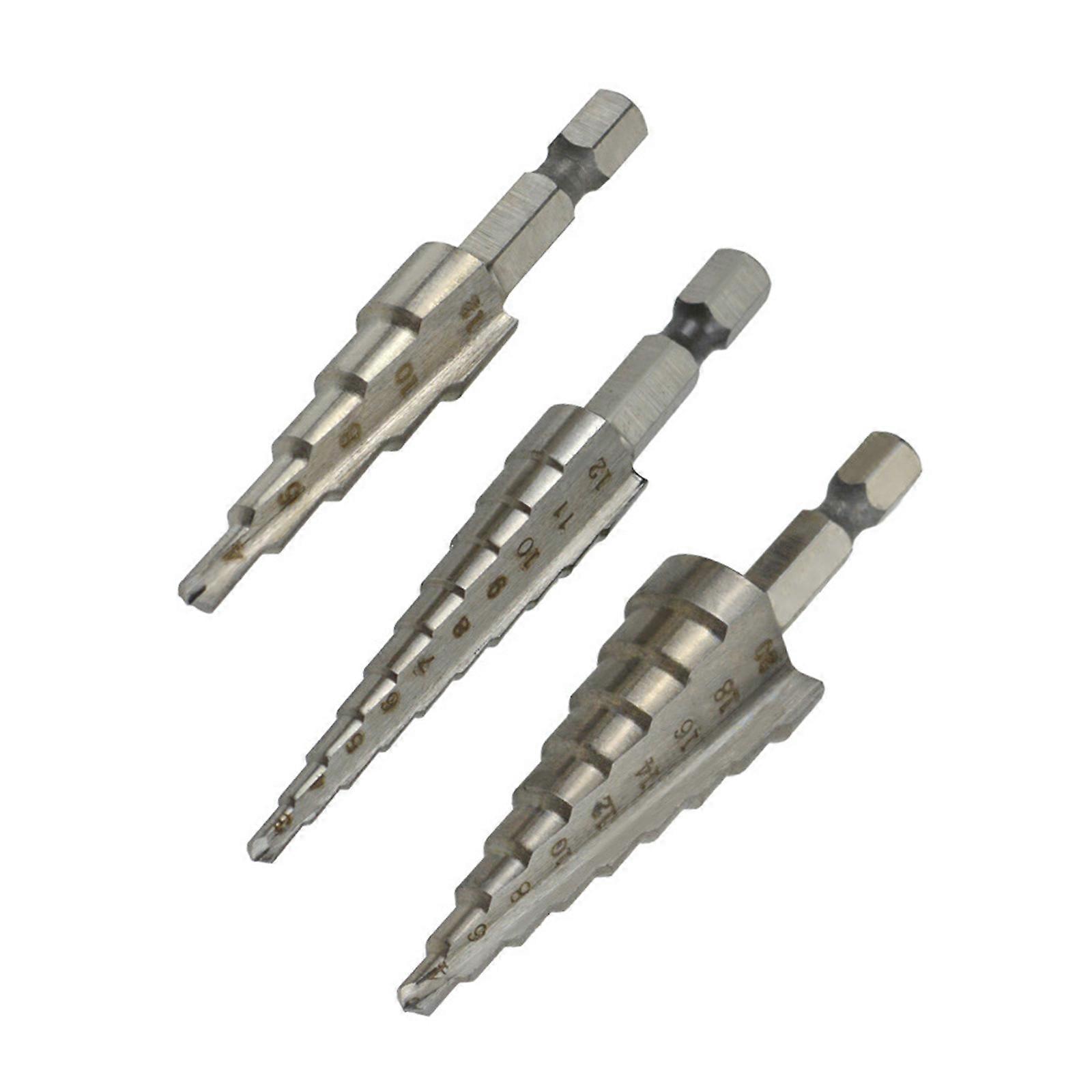 Step Drill Bit Hex Shank Engineered for High Efficiency Drilling on Multiple Materials Including Metal Wood Plastic Multicolor