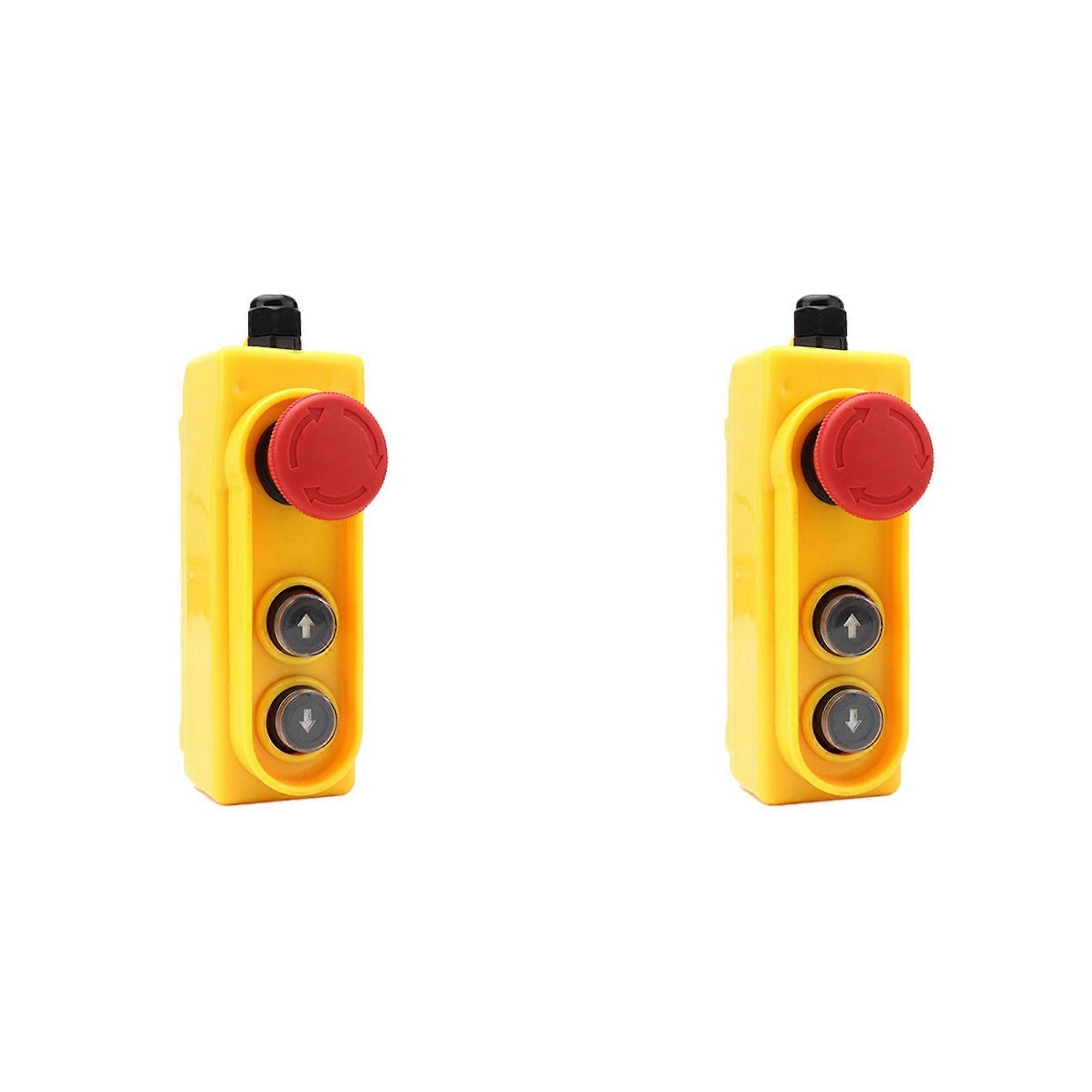 2X Rain Proof Lifting Button Box Emergency Stop Button Switch 2.2KW Direct Control Electric Hoist Switch 220V