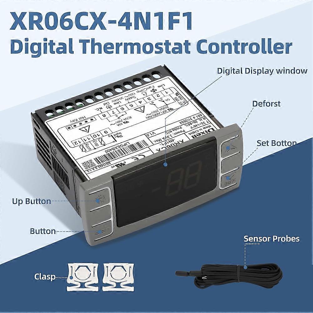 XR06CX-4N1F1 Temperature Controllers, Programmable Digital Thermostat with Sensor Probe