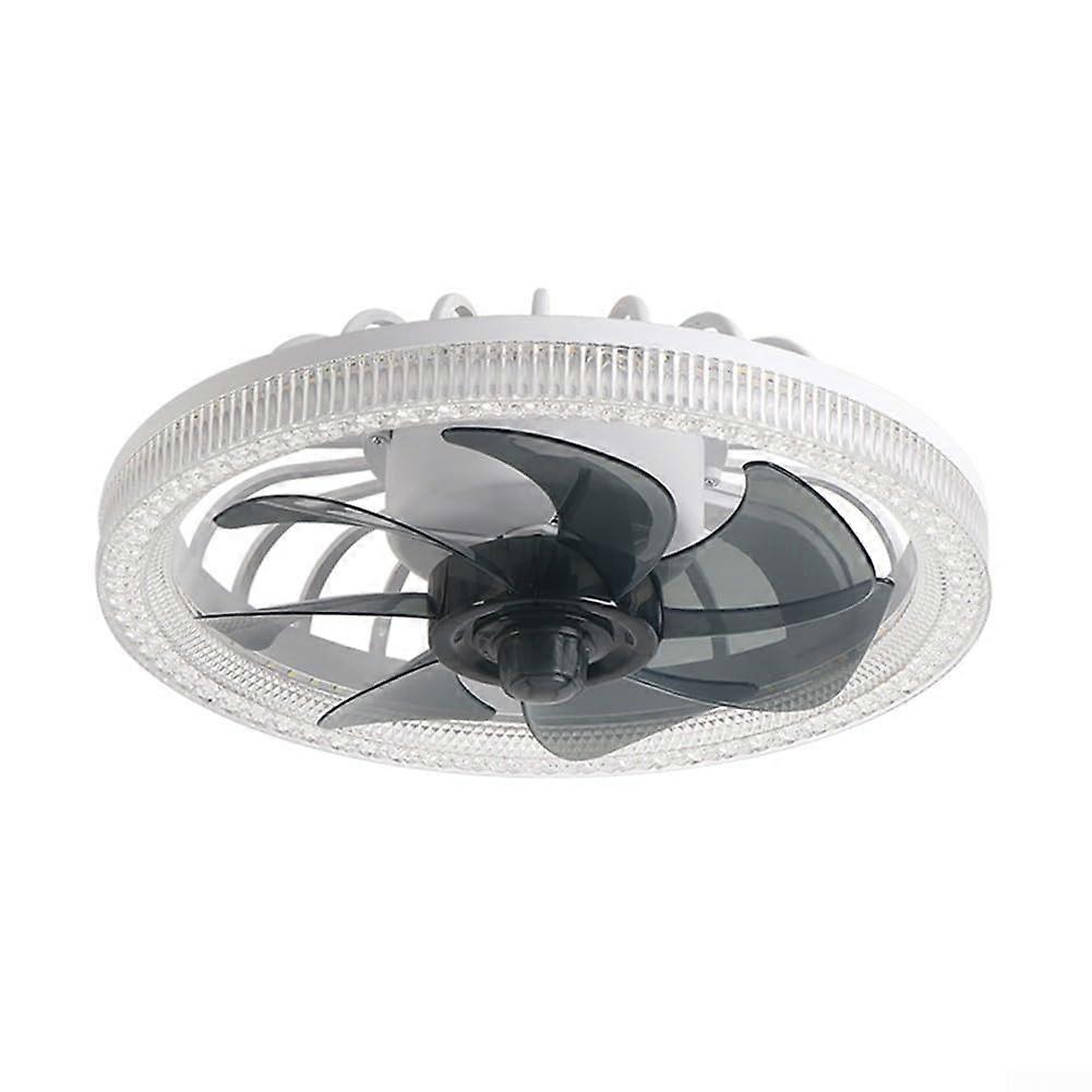 Dimmable Flush Mount Ceiling Fan with Integrated LED Light, Modern White Design for Stylish Interiors, 52 Inch