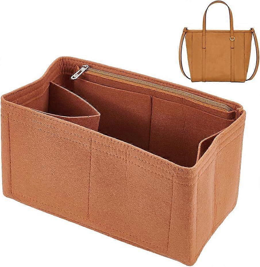 Felt Handbag Insert Organizer Felt Zipper Tote Bag Insert Rectangle Purse Organizer Bag In Bag Multiple Compartments Bag Insert Interior Shaper 11x5.7