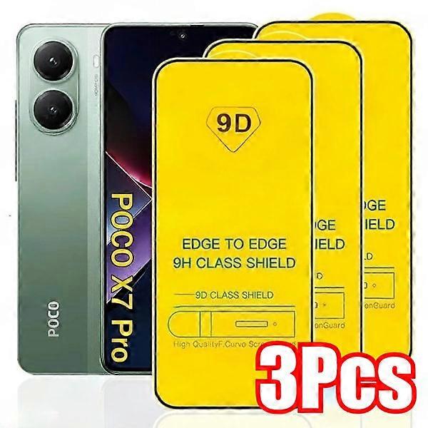 3-Pack 9D Tempered Glass Compatible with Xiaomi Poco M7 F7 X7 C71 Pro Ultra Anti-Scratch Screen Protector Compatible with Poco C75 F6 X6 X5 Pro 5G