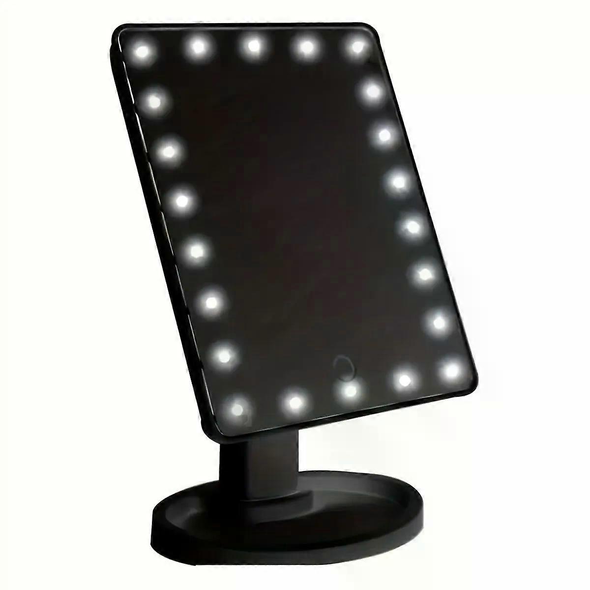 1pc  LED Makeup Mirror Table Type Single Side Portable Desktop Beauty Mirror with Light Makeup Rotating Storage