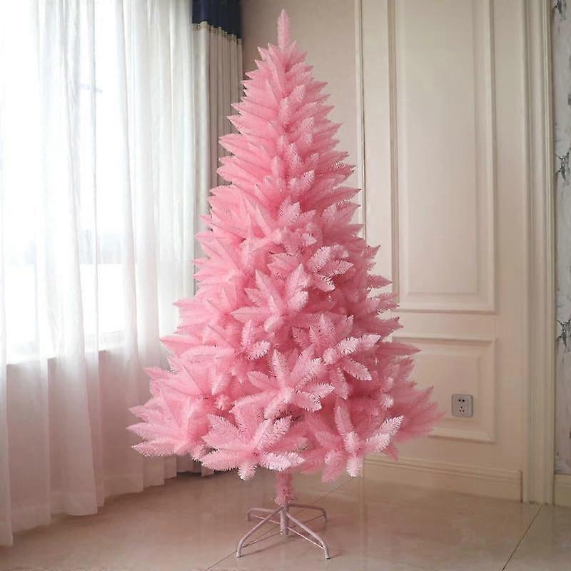 Pink Christmas Tree with Full Realistic Branches and Metal Stand for Home Holiday Decoration