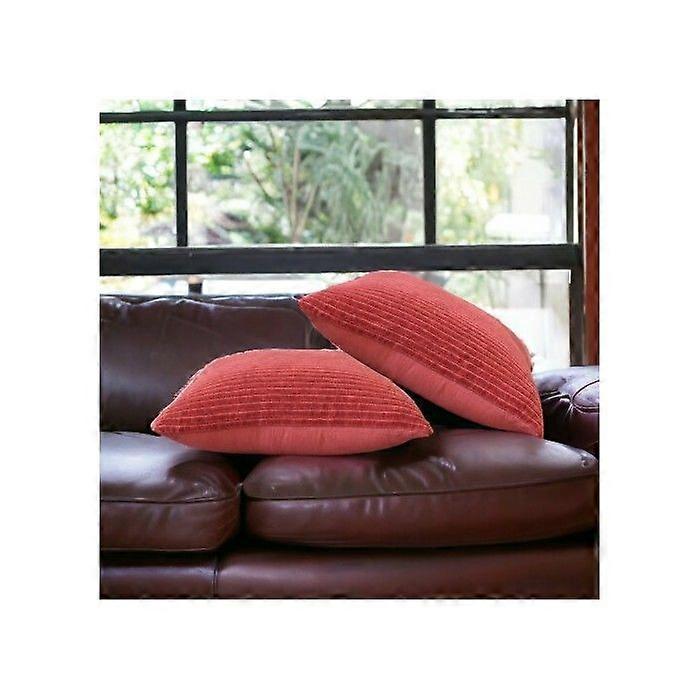 Ribbed Red Cushion, Set of 2