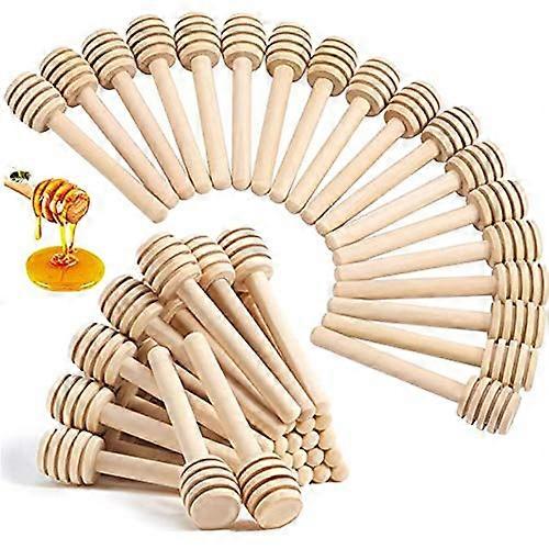 50PCS Mini Wood Honey Dipper Sticks for Jars with Deep Spiral Grooves and Precision Drizzle Control