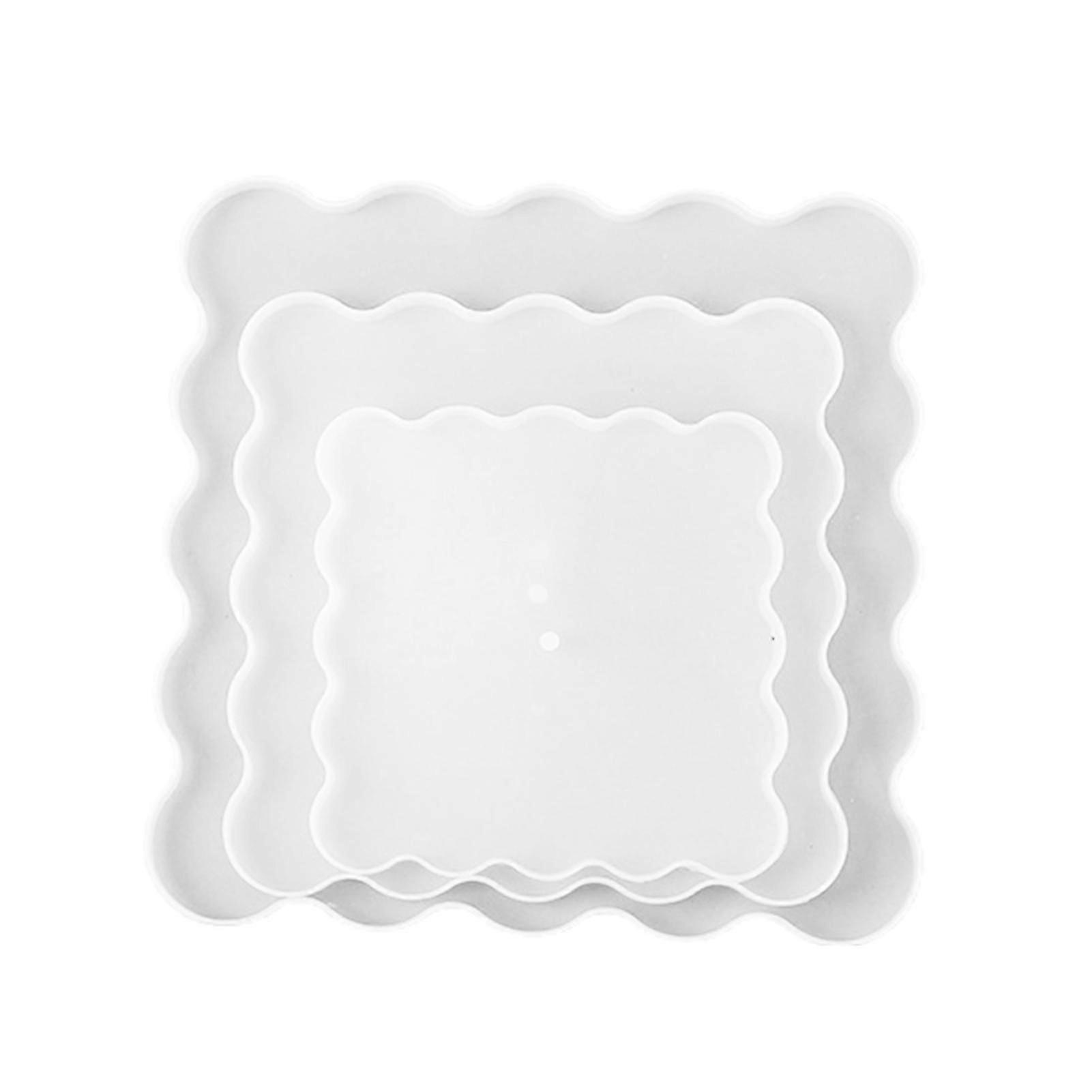 3pcs Square Wave Shape Fruit Tea Tray Holder Ornament Craft Decor Silicone Mold