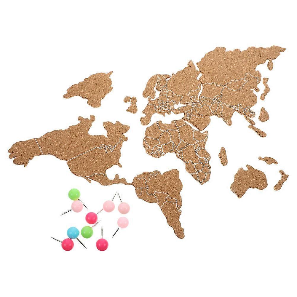 Soft Cork Board Map World Map Cork Board for Office 1Set with Pins