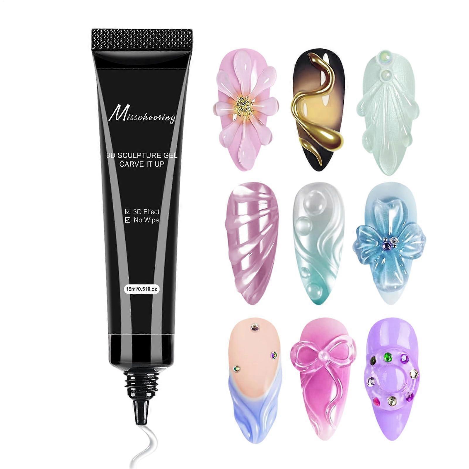 Nail Art Sculpting Gel 15ml Solid Rhinestone Nail Glue UV LED Builder for 3D Extensions