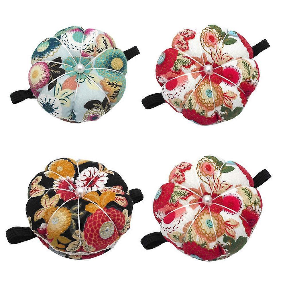 Cloth Printed Pin Cushion Wrist Pin Insert for Sewing 4Pcs Set