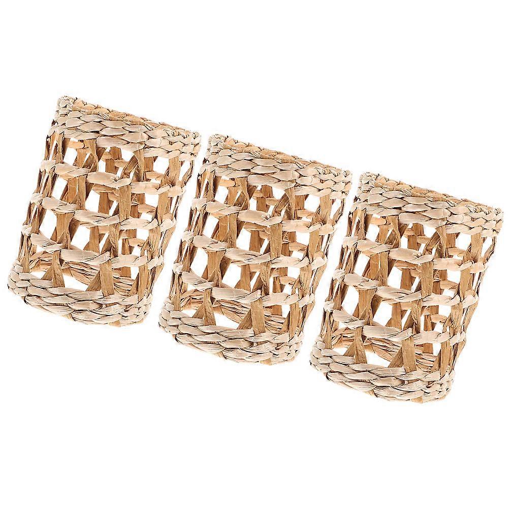 Straw Woven Cup Holder for Heat Insulation 3Pcs Cup Protective Covers