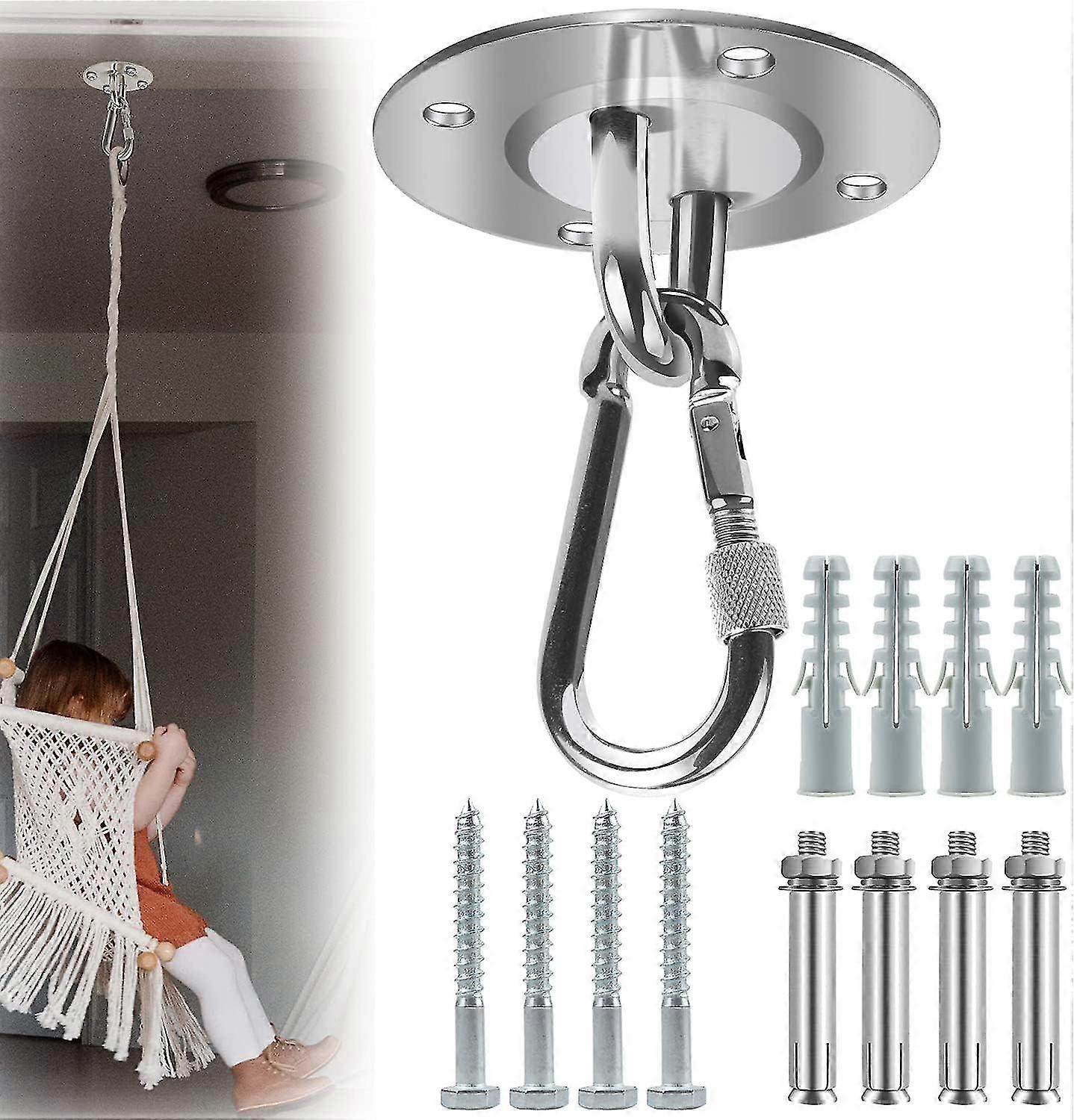 Stainless Steel Ceiling Hook, 500KG Capacity, 180 Rotation Ceiling Mount Support
