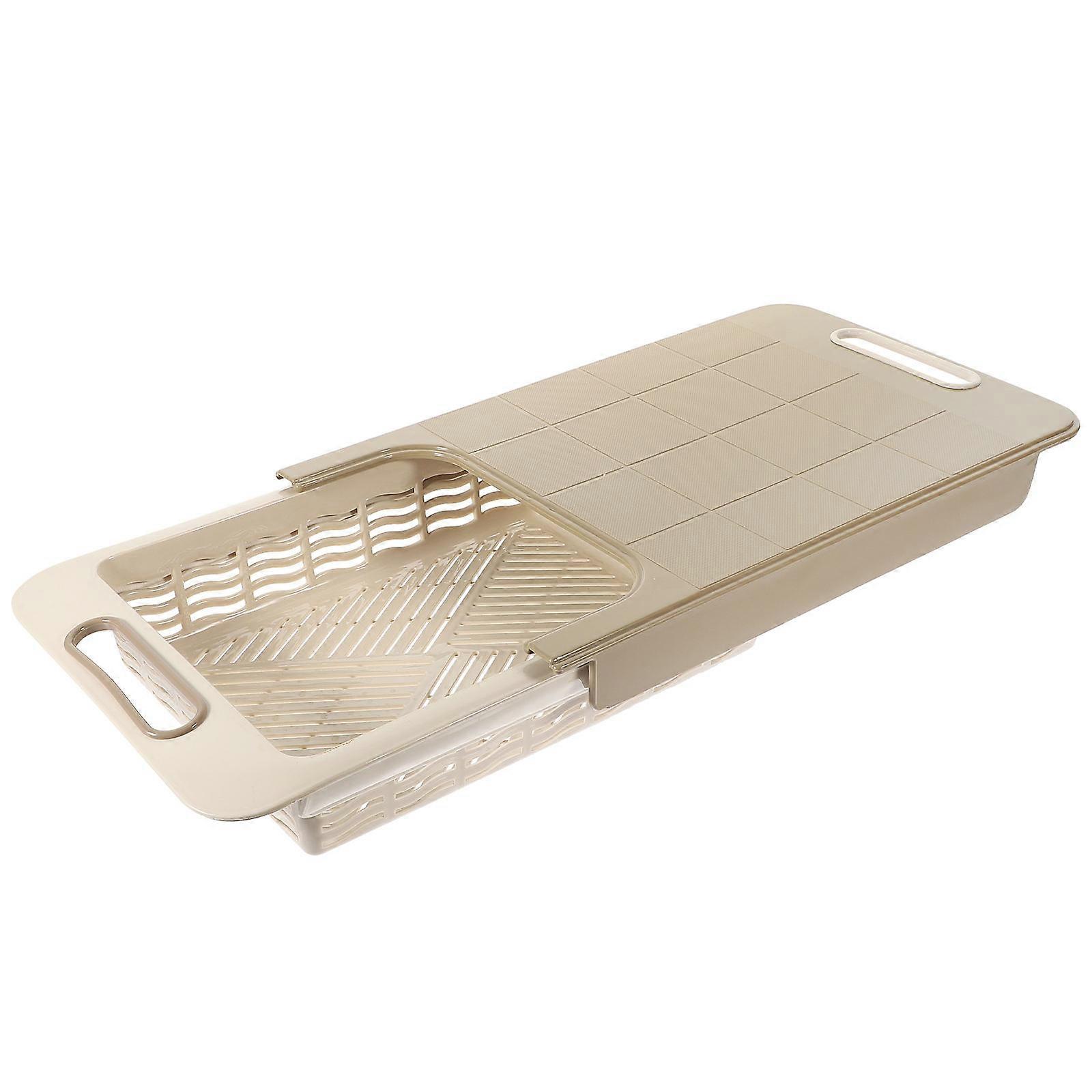 Khaki Kitchen Board Plastic Chopping Block Extendable Home Users Outdoor Camping PP Material Draining 1Set