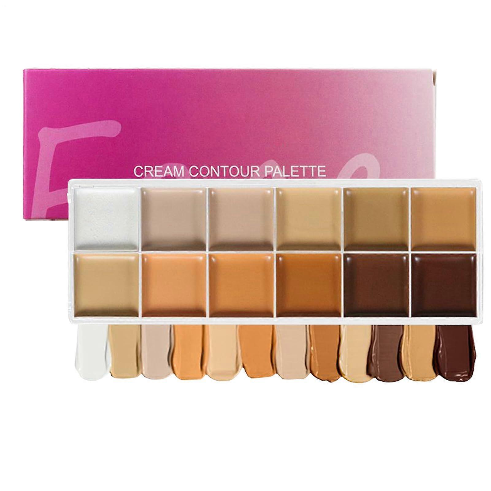 12 Shade Concealer Palette and Contour Kit, Creamy Blendable Makeup with Long Lasting Coverage