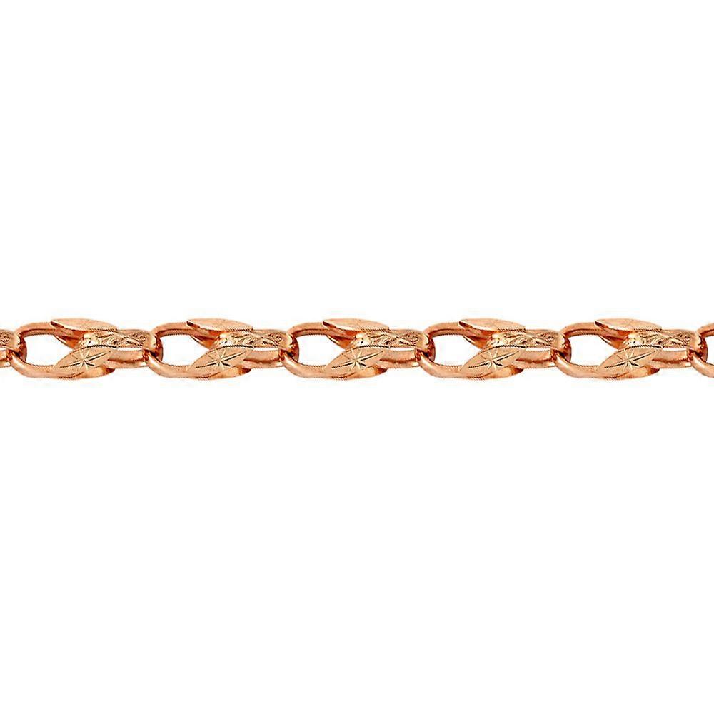 Jewelco London Ladies Solid 9ct Rose Gold Dutch Carved Tulip 10mm Gauge Chain Link Bracelet, 7.5 inch 19cm