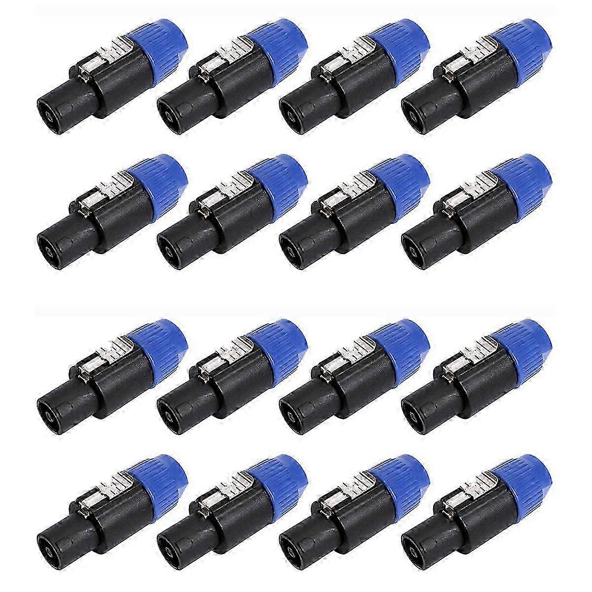 8 Pack 4 Pole Speakon Audio Connectors, Plastic, Quick Lock System, Strain Relief, Compatible with NL4FC NL4FX NLT4X NL2FC
