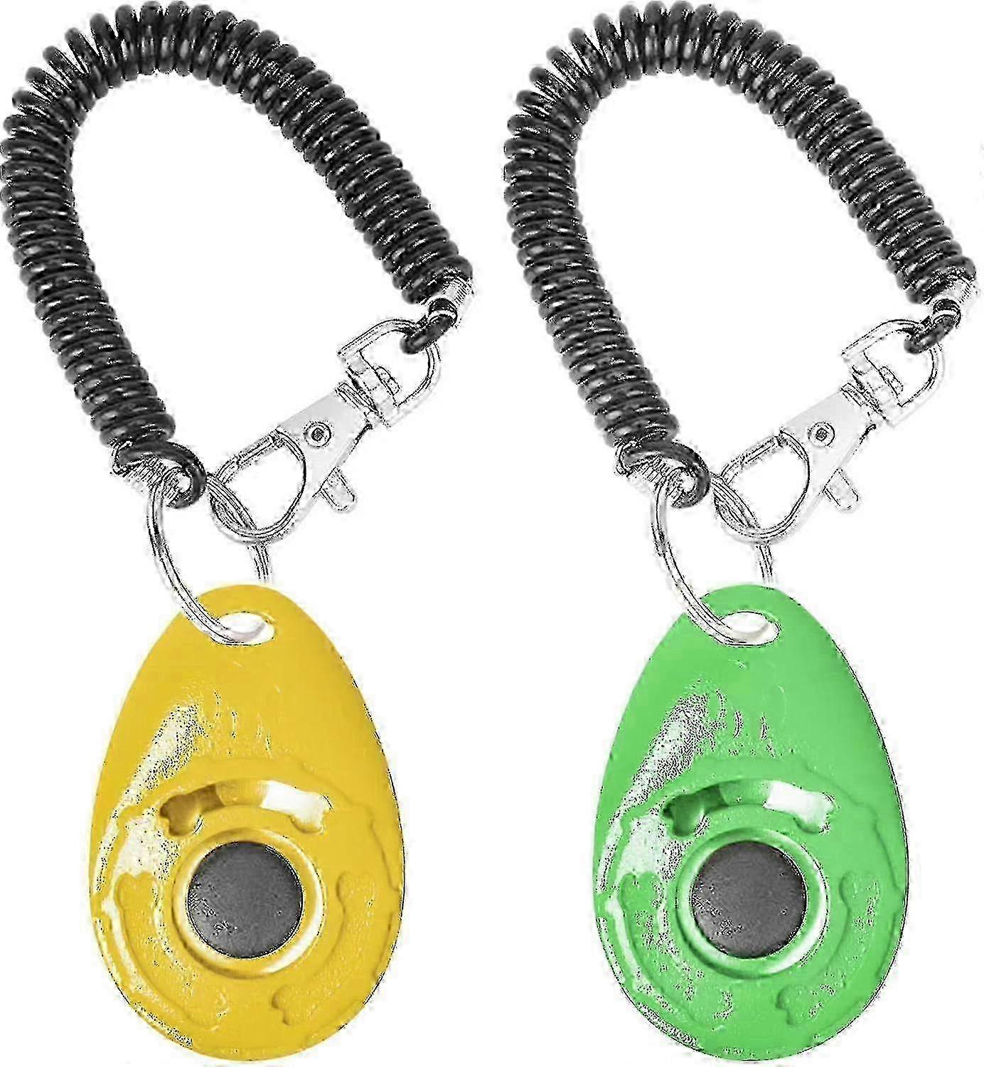 2 Pack Dog Training Clicker With Wrist Strap(yellow+green)