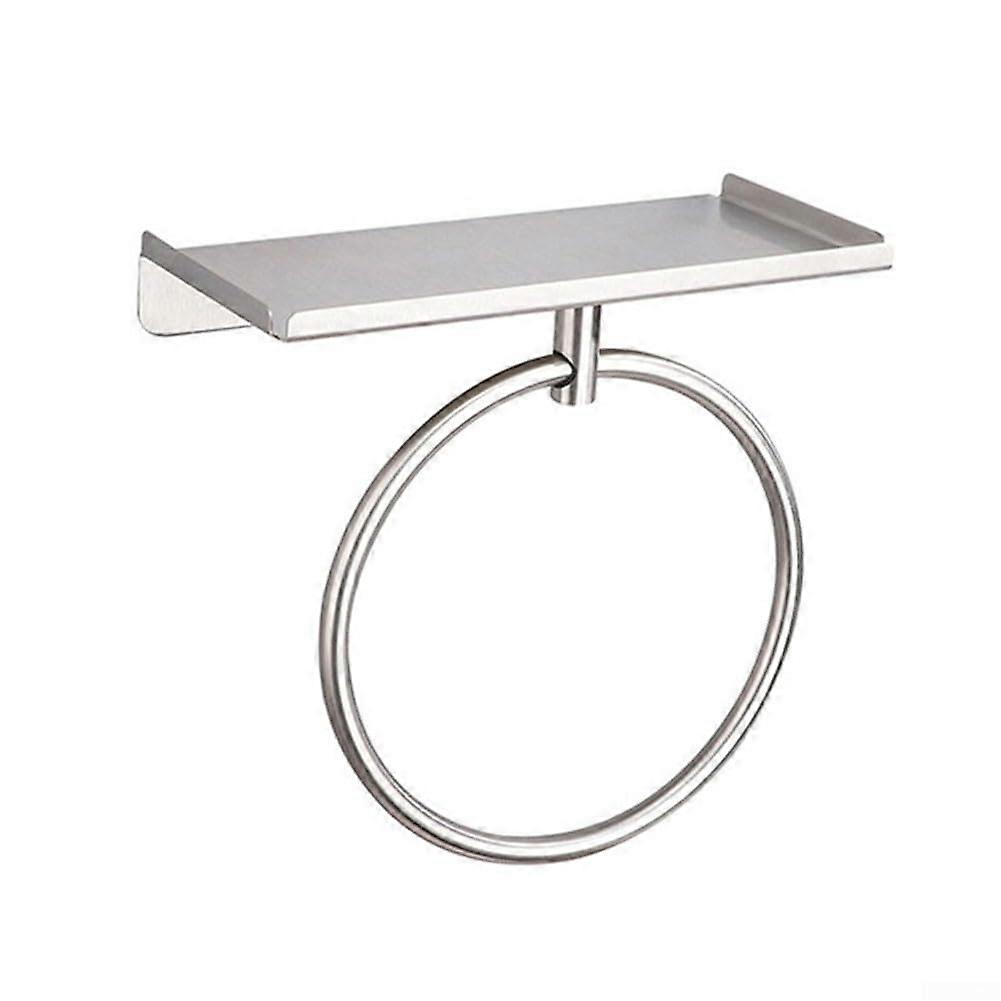 Stainless Steel Towel Ring Bathroom Holder with SpaceSaving Shelf and Rustproof QuickDry Design Silver