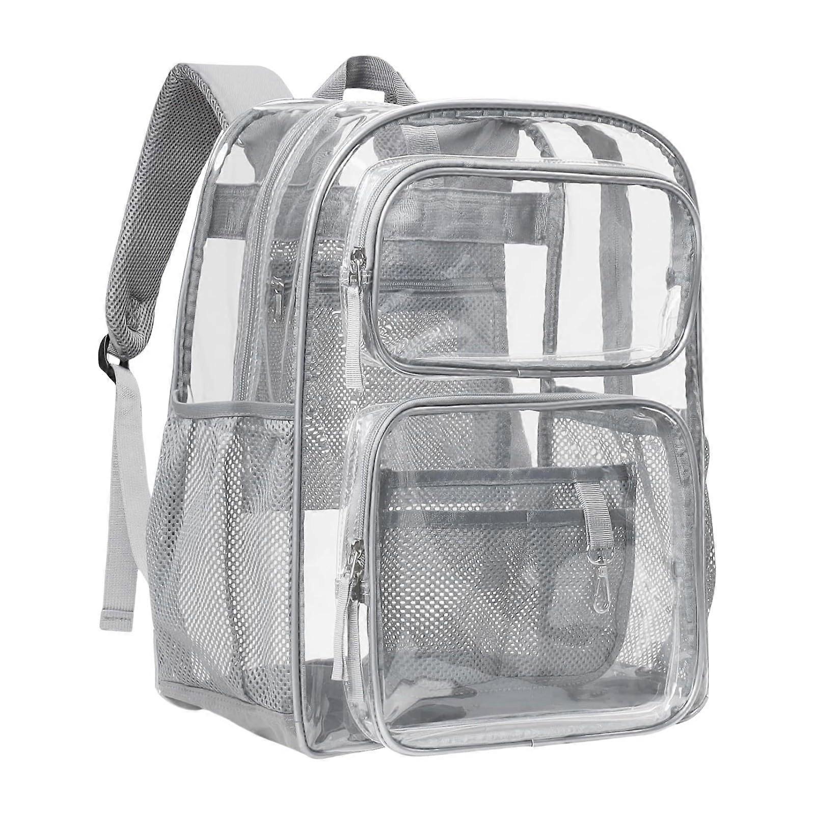 Large Clear PVC School Backpack with Multiple Pockets and Padded Straps for Middle School Students