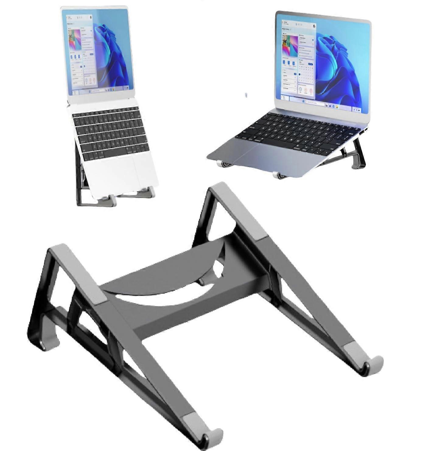 ST2 Adjustable Vertical Laptop Stand for Desk, 2in1 Ergonomic Riser Holder Compatible with MacBook Air/Pro, SpaceSaving Design (Black)