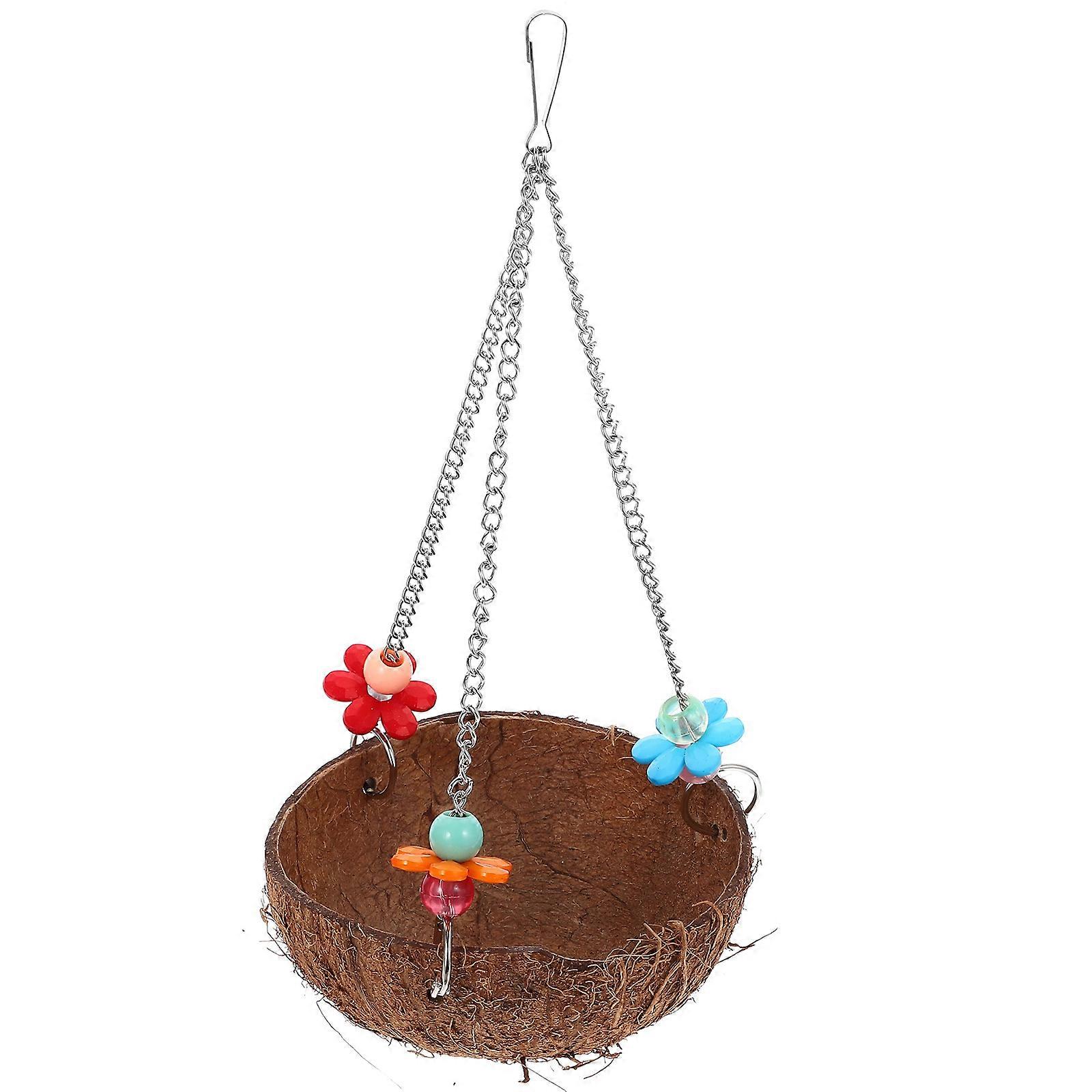 Coconuts Shell Bird Nest Hanging Bird House for Resting Brown