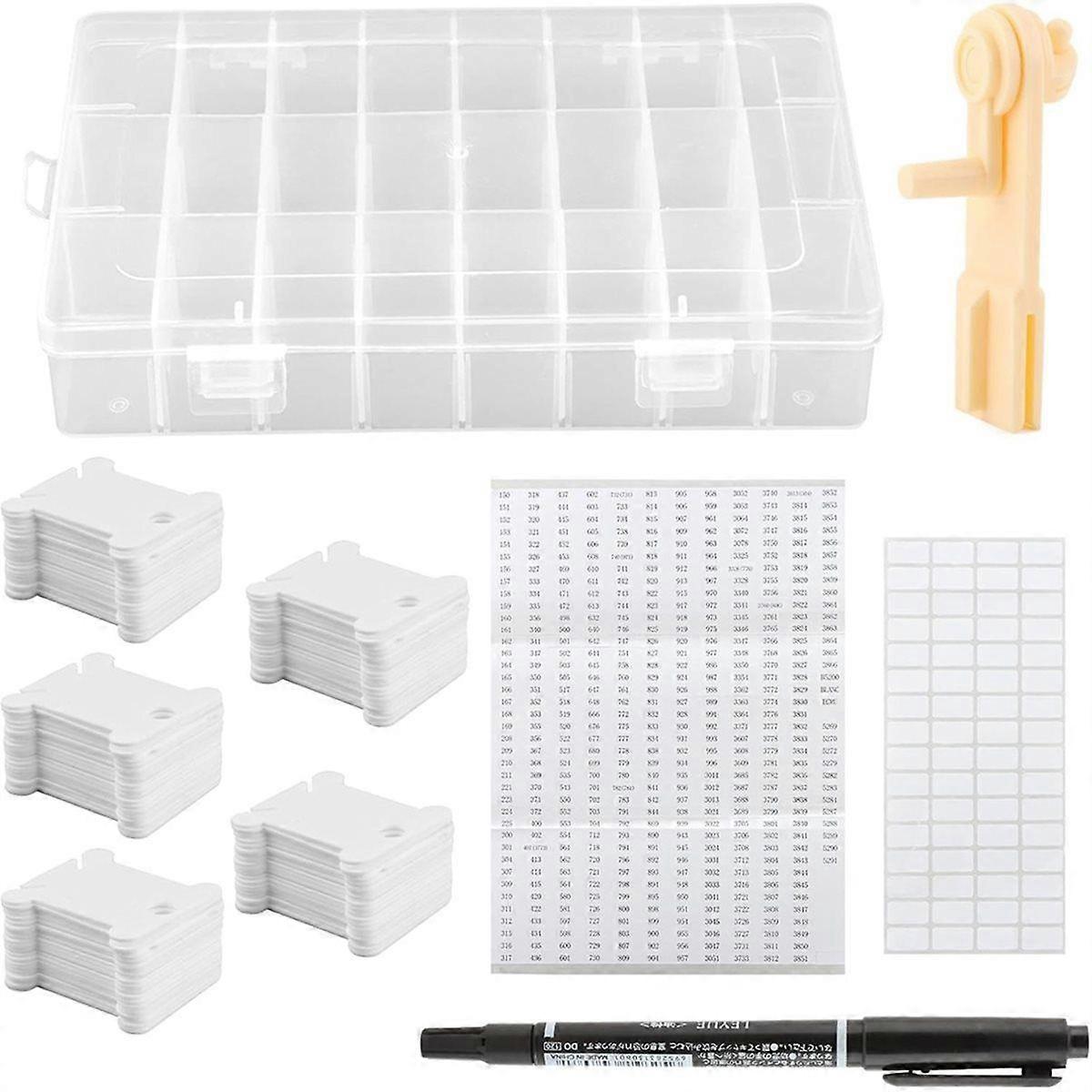 Embroidery Floss Organizer - Thread Storage Box with 24 Removable Compartments, 40 Hard Plastic Flo