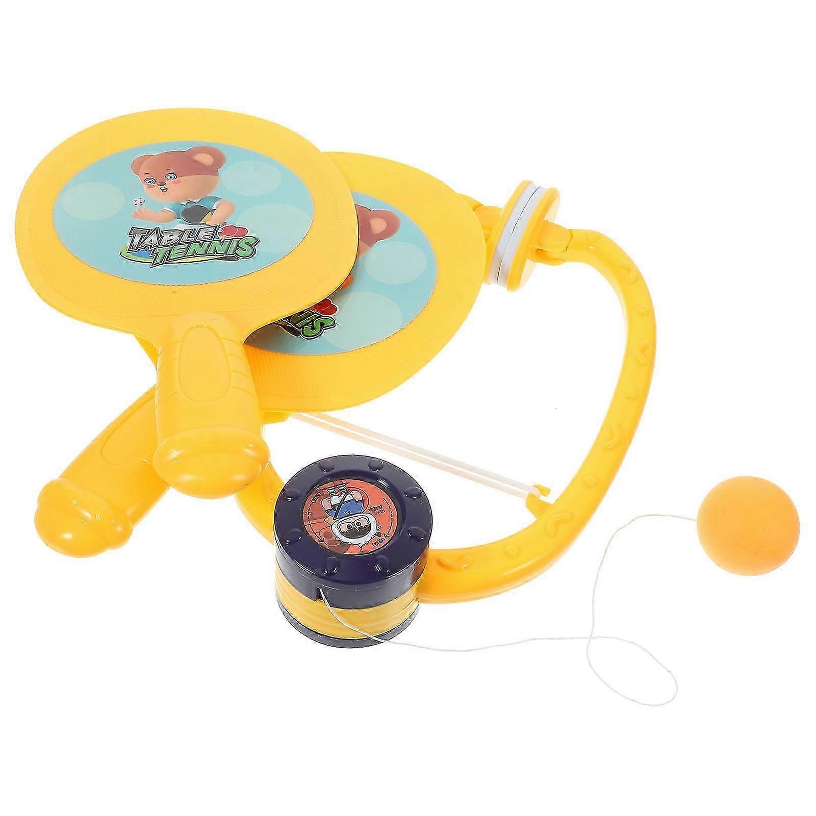 Dangling Table Tennis Trainer Set For Indoor Use Yellow Plastic Ball Rotation Practice 1Set