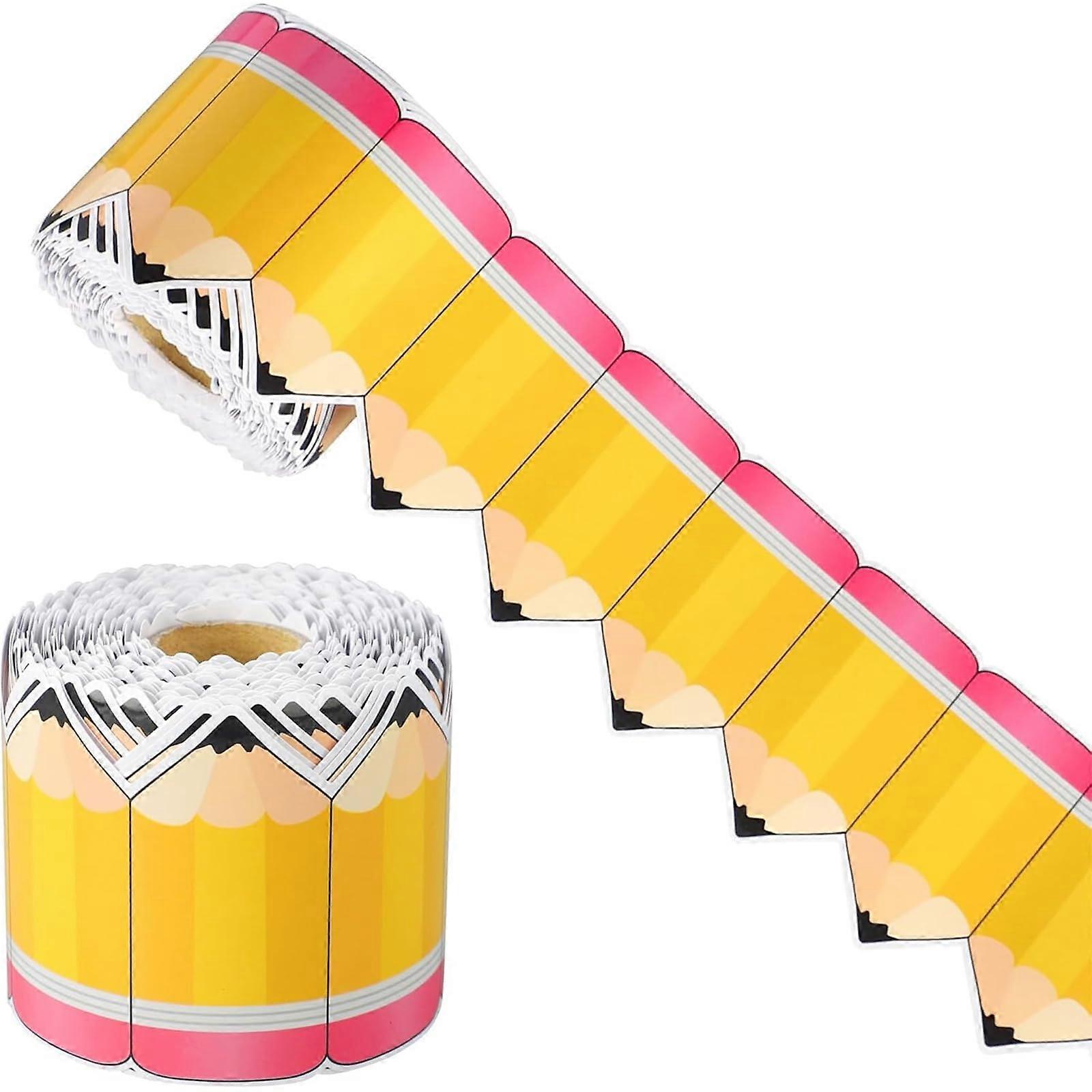 Pencil Pattern Bulletin Board Border Trim for Chalkboard Classroom Decoration, Waterproof