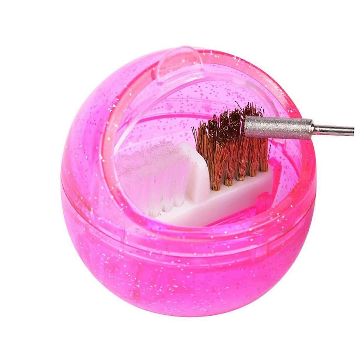 Nail Drill Bit Cleaner Box with Soft and Hard Brushes for Fast Bit Cleaning Salon Use