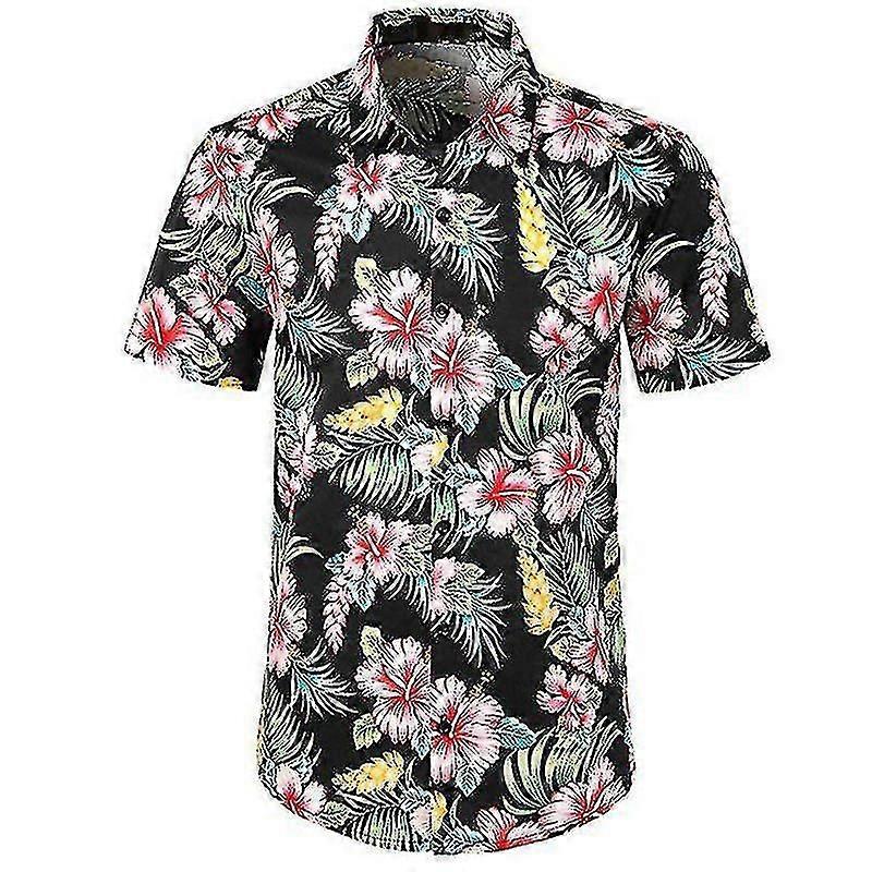 Homens camisas havaianas Praia Havaí Top Summerparty Floral Button Up Casual Short Sleeve Tee
