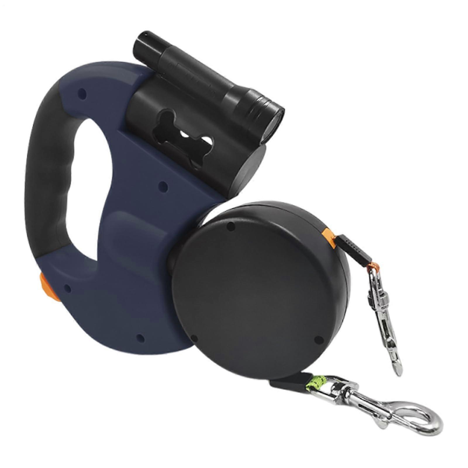 Retractable Double Dog Leash with LED Light, AntiPull Dual Control for Walking and Training