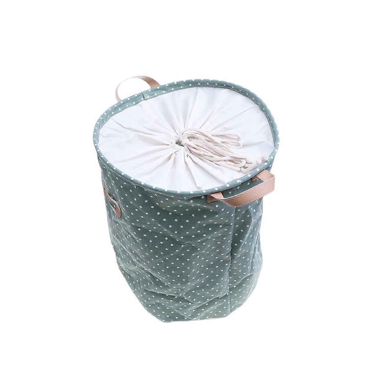 Fabric Laundry Hamper Green 2Pcs for Holding Sundries with Drawstring Closure