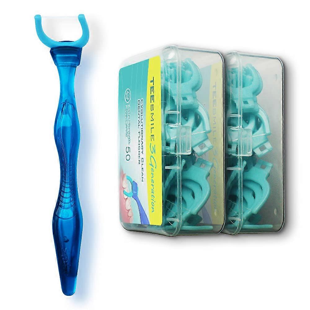 Dental Flosser with 100 Extra Strength Floss Refills and Ergonomic Midlength Handle