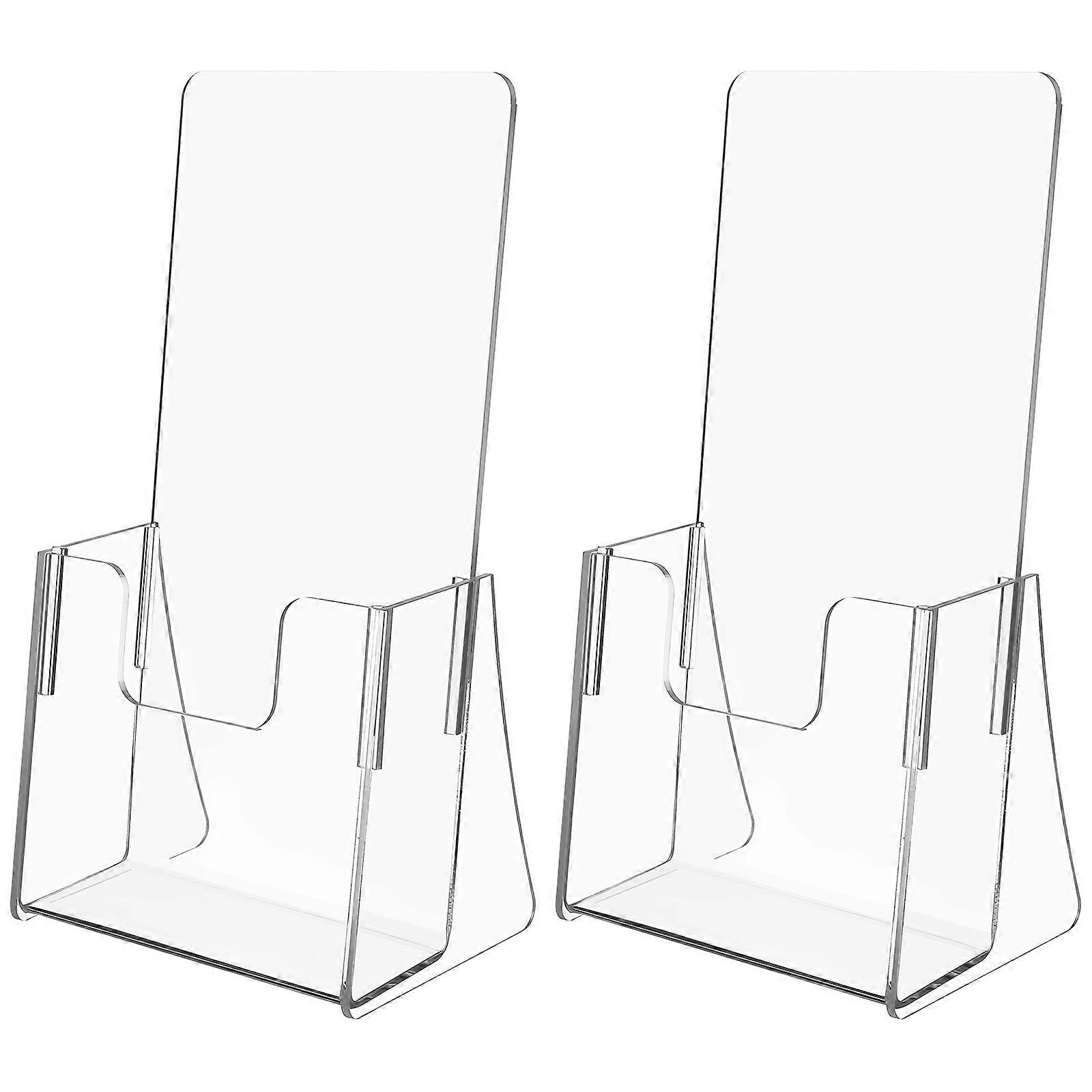 Pamphlet Display Stand Acrylic Holder for Document Storage 2Pcs Transparent