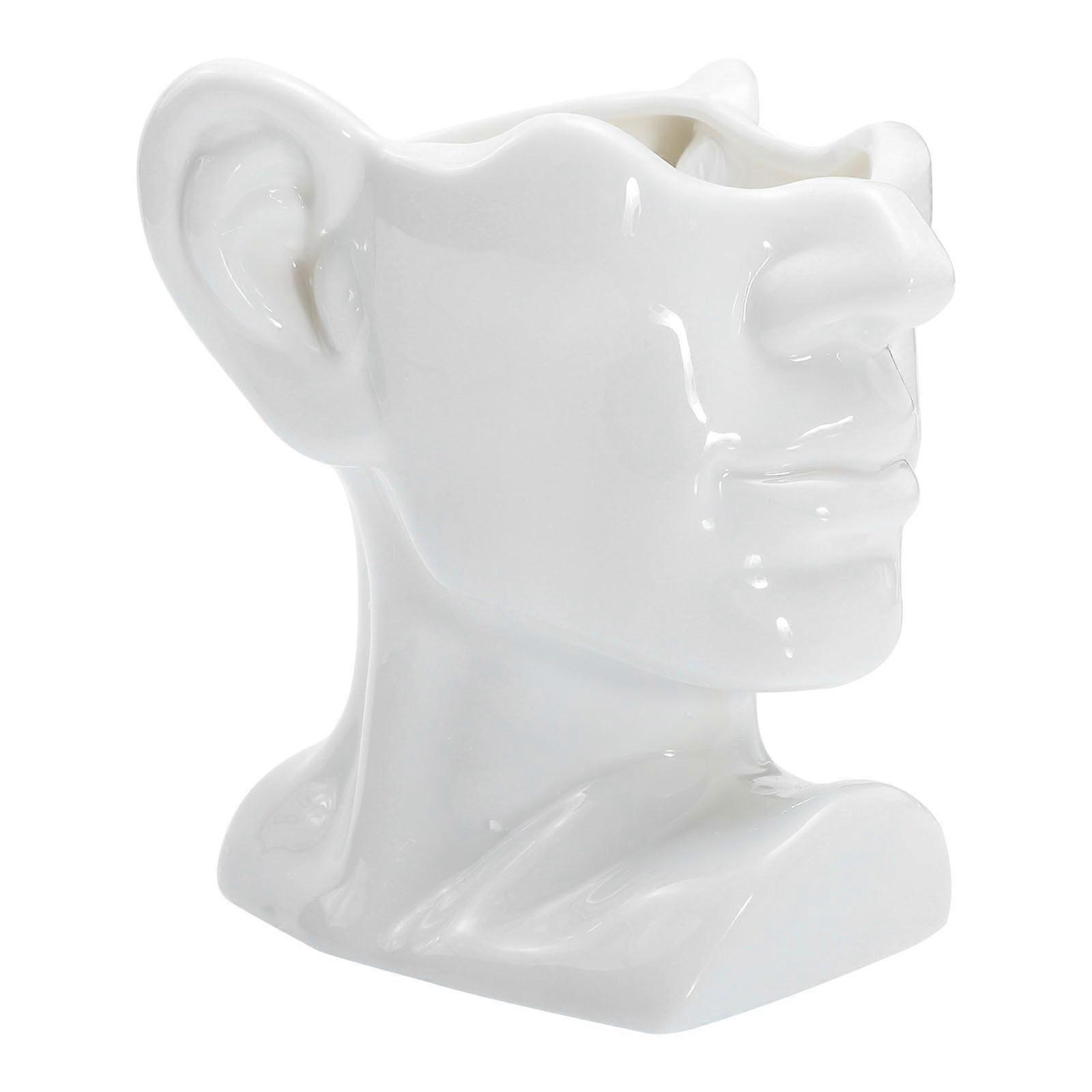 White Ceramic Flower Container Succulent Plant Pot for Storage Use 2Pcs