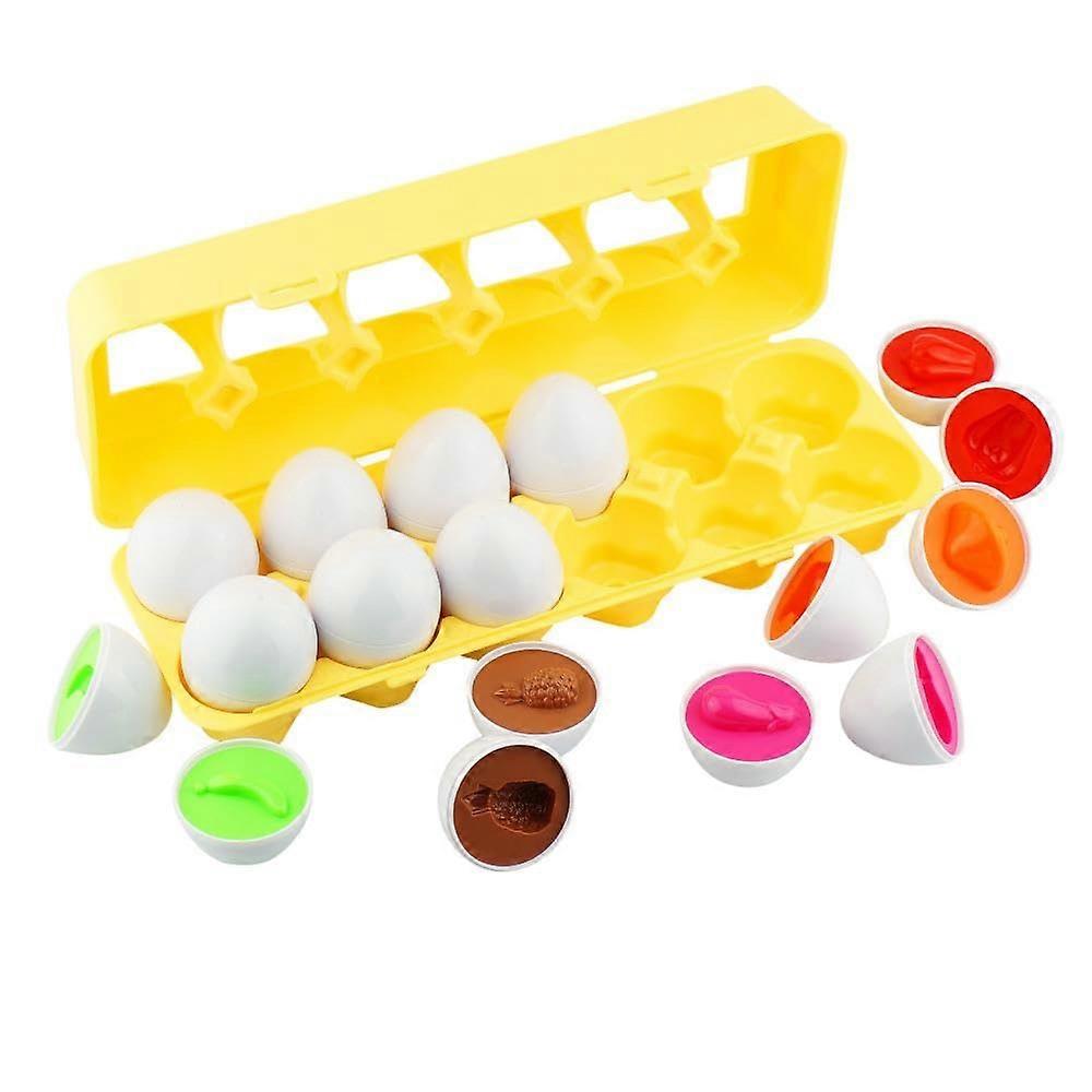 Easter Egg Matching Toy 12 PCS Vegetable Shape and Color Sorting Set for Toddlers STEM Learning