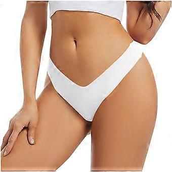 Damen-Tangas, Seidenunterwäsche für Damen, Hüftslip, einfarbig, nahtlos, blickdicht, dehnbar, weiß, XL