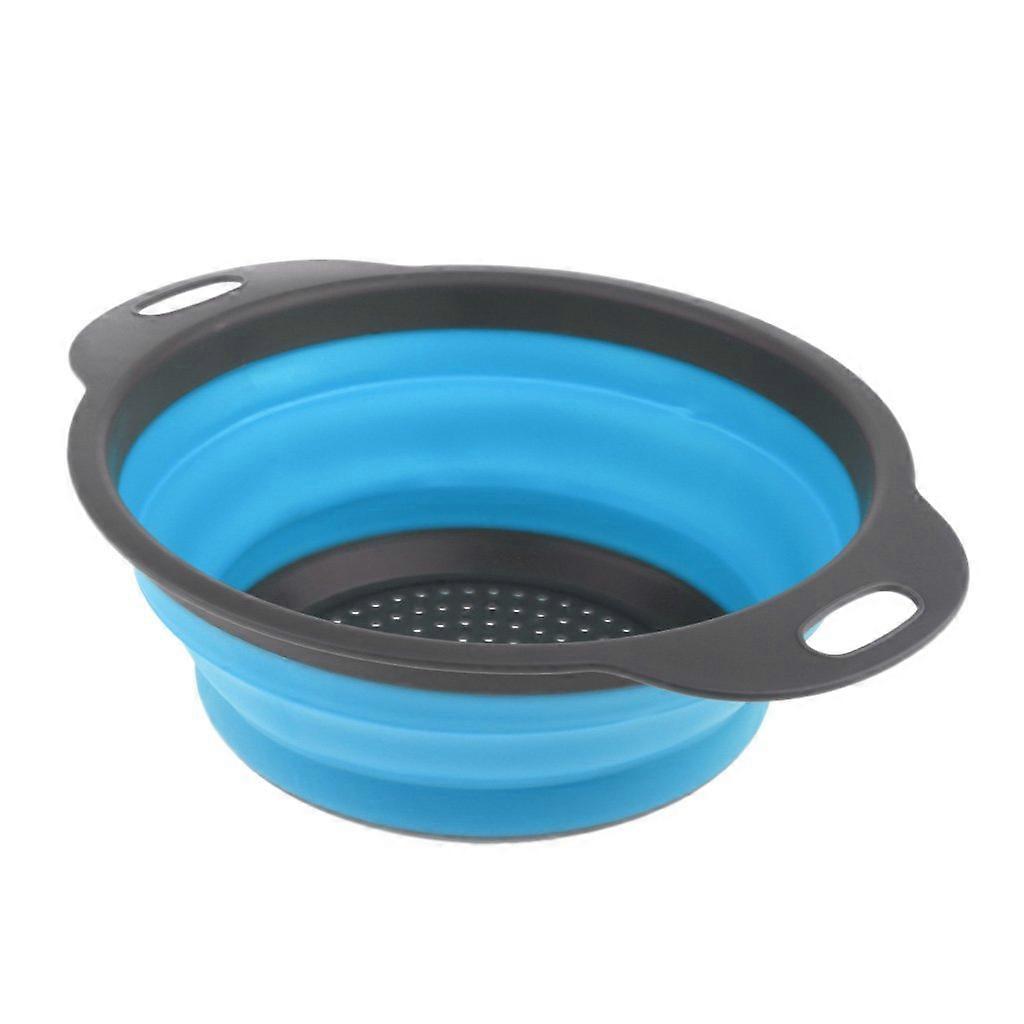 Collapsible Colander Camping Strainer Basket Foldable Space Saving Lightweight L Blue