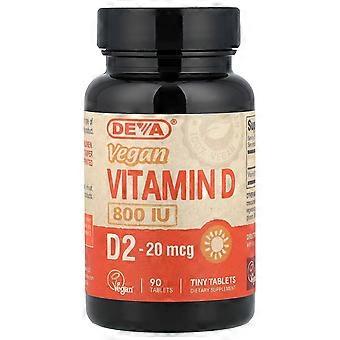 Deva, Vegan Vitamine D, D2, 20 mcg (800 IE), 90 tabletten