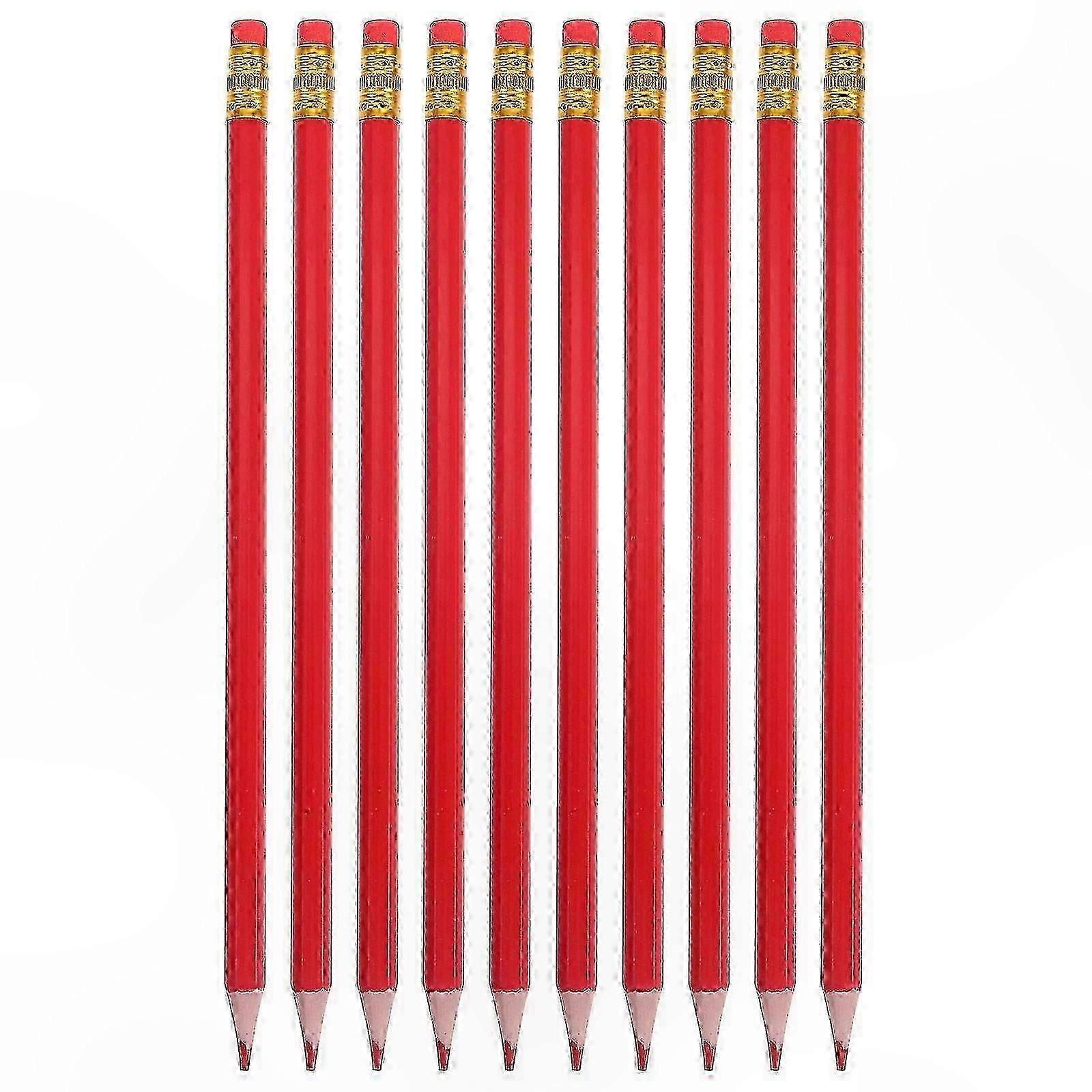 12 Pack Pre-Sharpened Red Erasable Pencils compatible Drafting, Map Coloring, Testing, and Correction with Built-In Erasers