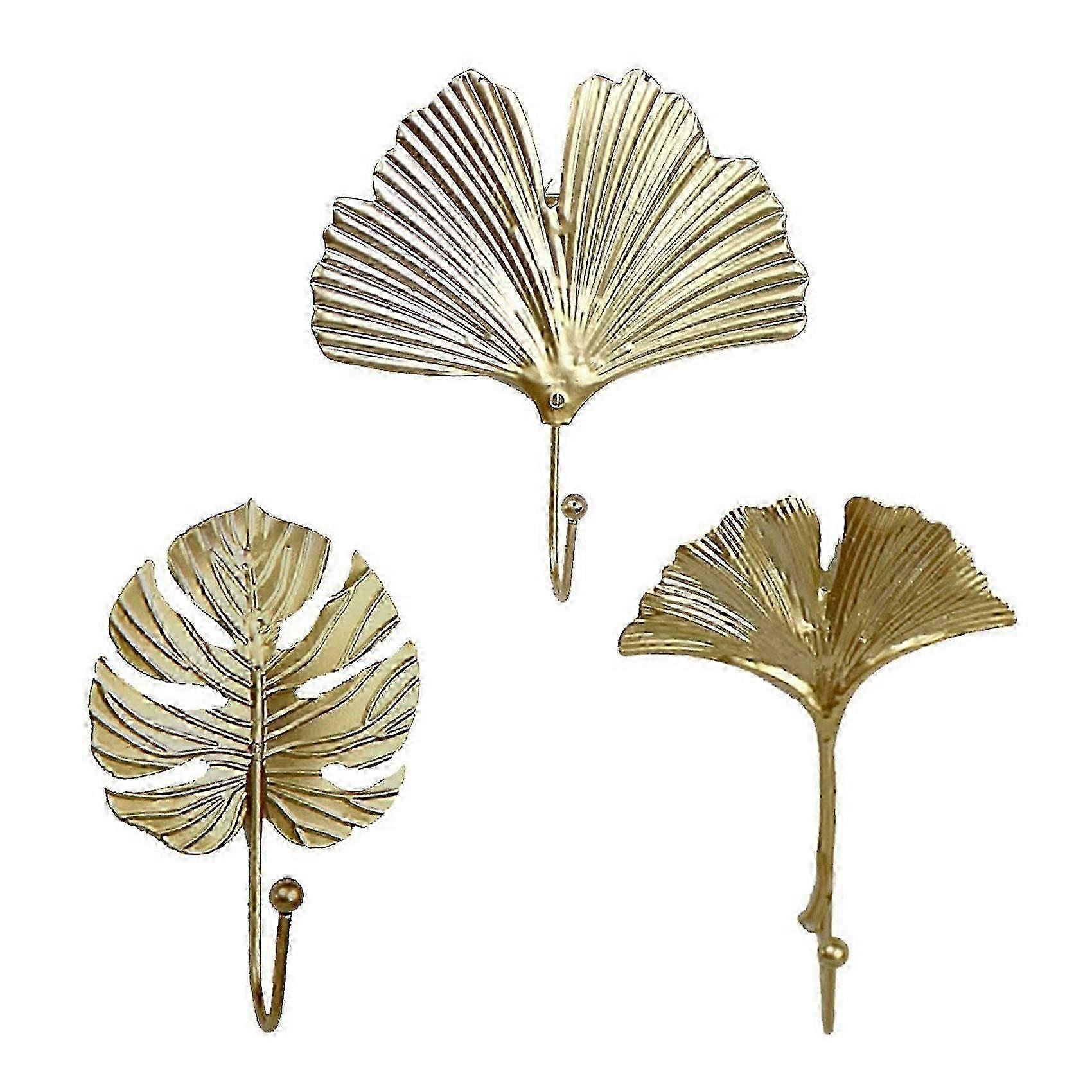 Vintage Leaf Shape Metal Wall Hooks, Decorative, Multi-Purpose, 3 Pack