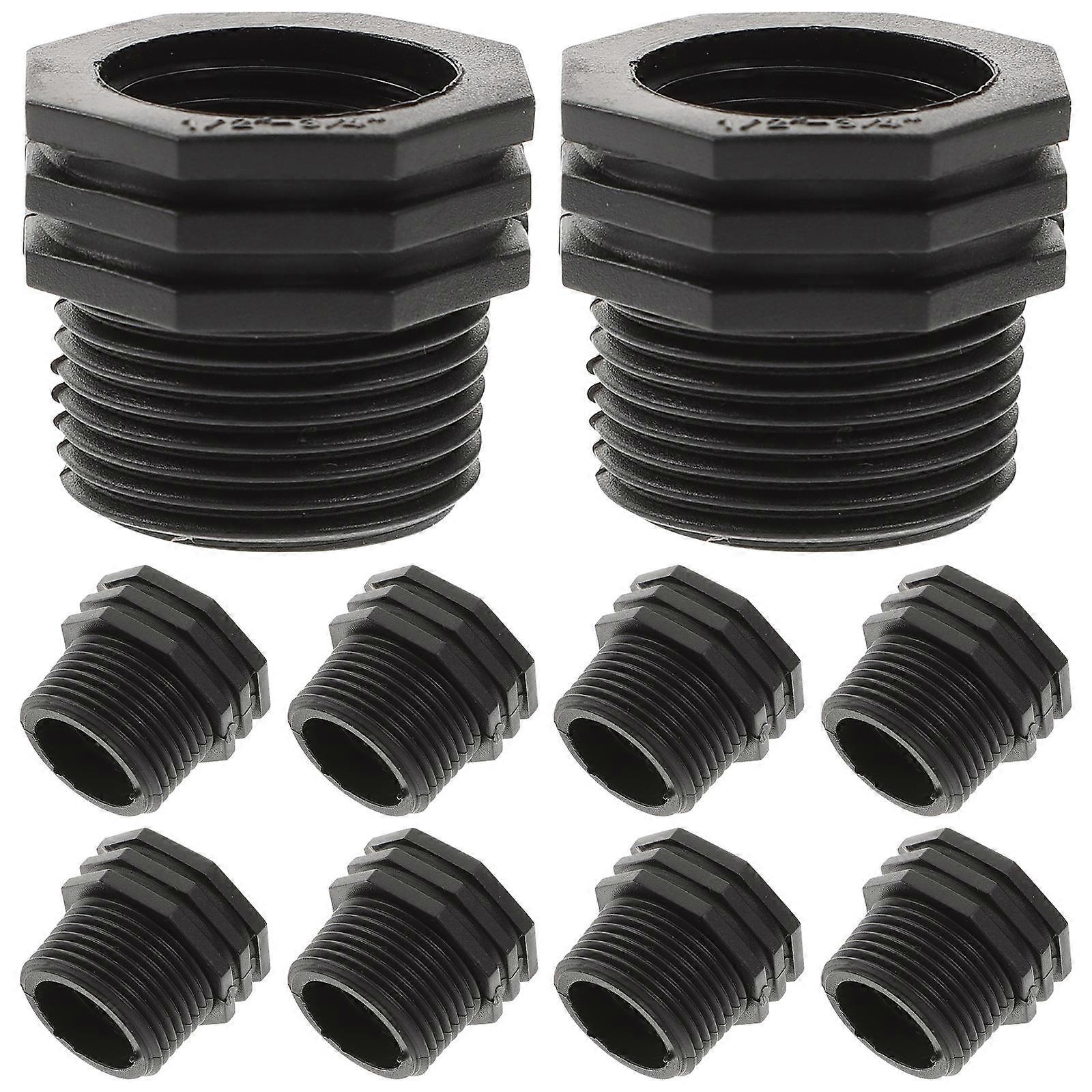 Black Threaded Bulkhead Fitting Adapter for Water Tank 10Pcs
