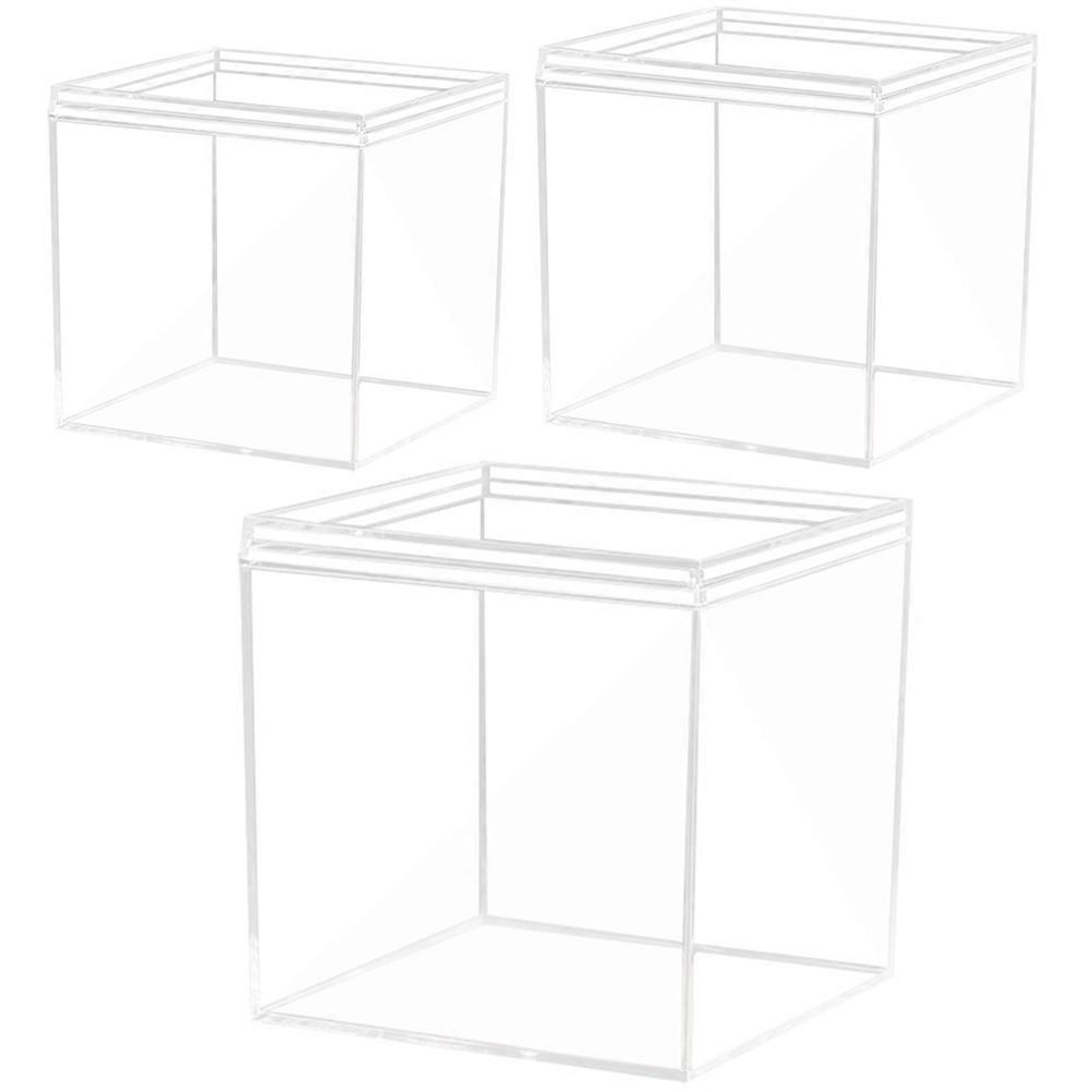 Display Case Square Cube Organizer for Display Use Transparent 3Pcs